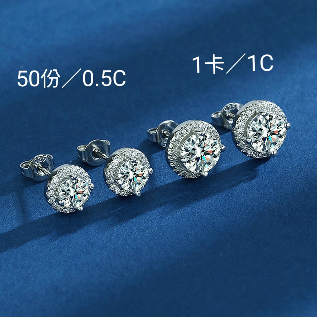 圓包莫桑鑽耳環    E1C020