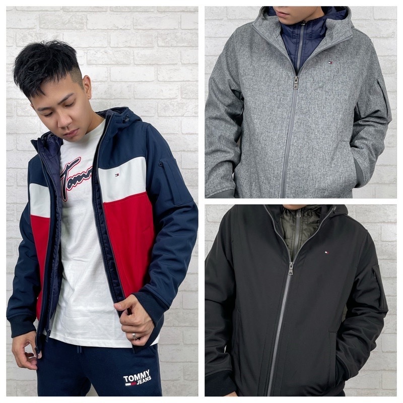 Tommy Hilfiger 雙層拉鍊 假兩件式 鋪棉 厚款 防潑水 防風外套 連帽外套