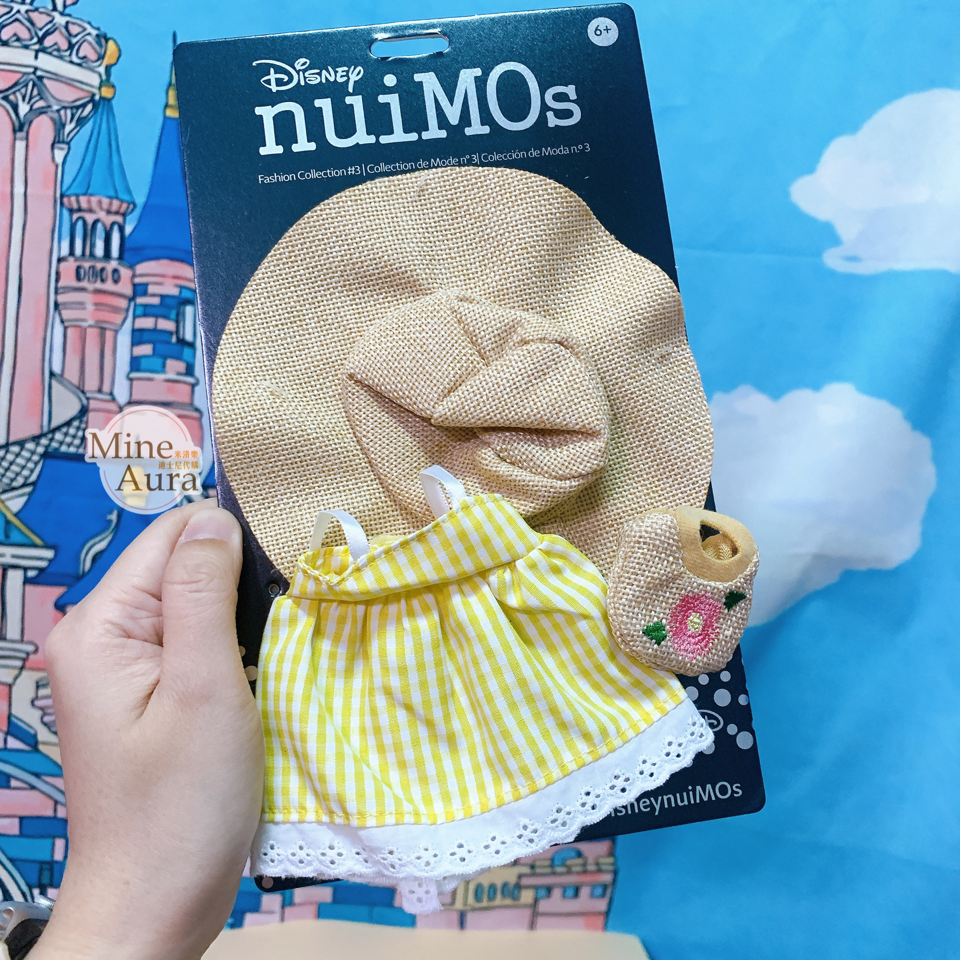 (現貨) nuiMOs娃娃公仔專用 草帽+黃格紋洋裝 造型服裝 (無娃娃) -香港迪士尼樂園