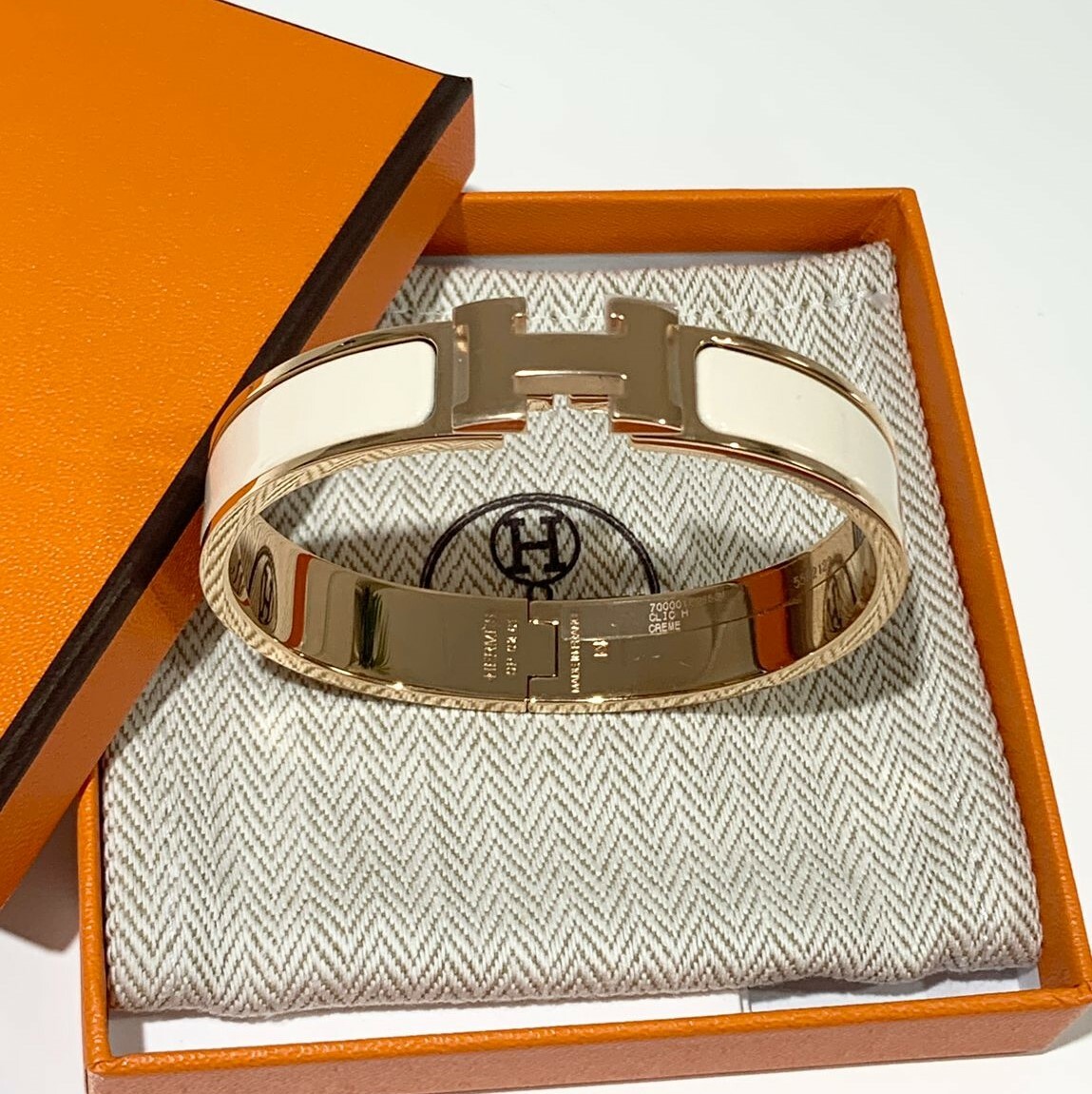 全新HERMES手鐲 (白x玫瑰金) PM小碼 CLIC H Bracelet H700001F031PM #BRAND NEW #香榭站正品