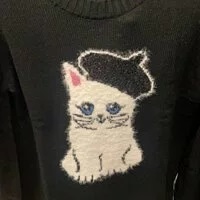 [S] KARL LAGERFELD CHOUPETTE BERET SWEATER,BLACK, L2ZSS730-BLK, FINAL SALE (SKL299)