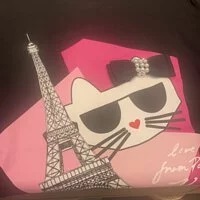 [S] KARL LAGERFELD CHOUPETTE WITH BOW LOGO TEE,BLACK, L2WHA026-BLK (SKL302)