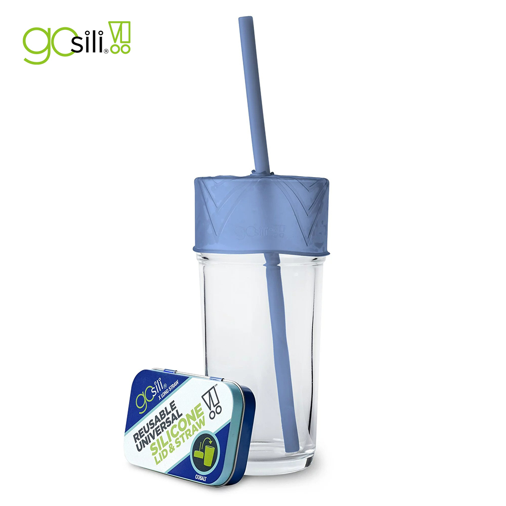 美國GoSili/Silikids ❚ 27cm ❚ 杯套吸管口袋組--氧氣藍