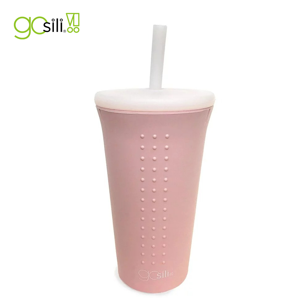 美國GoSili/Silikids ❚ 16oz ❚TOGO矽膠吸管隨行杯--純淨粉