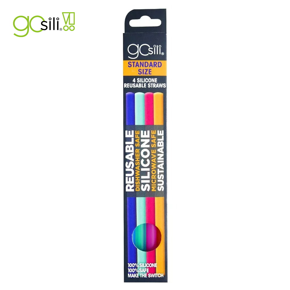 美國GoSili/Silikids ❚ 20cm ❚ 4入矽膠環保吸管組 (繽紛色)