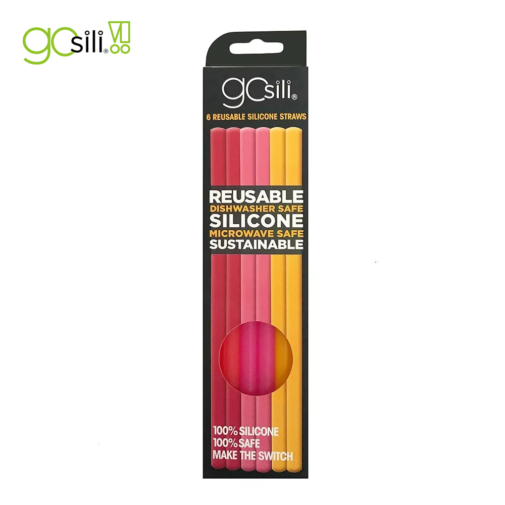 美國GoSili/Silikids ❚ 20cm ❚ 6入矽膠環保吸管組 (玫瑰系)