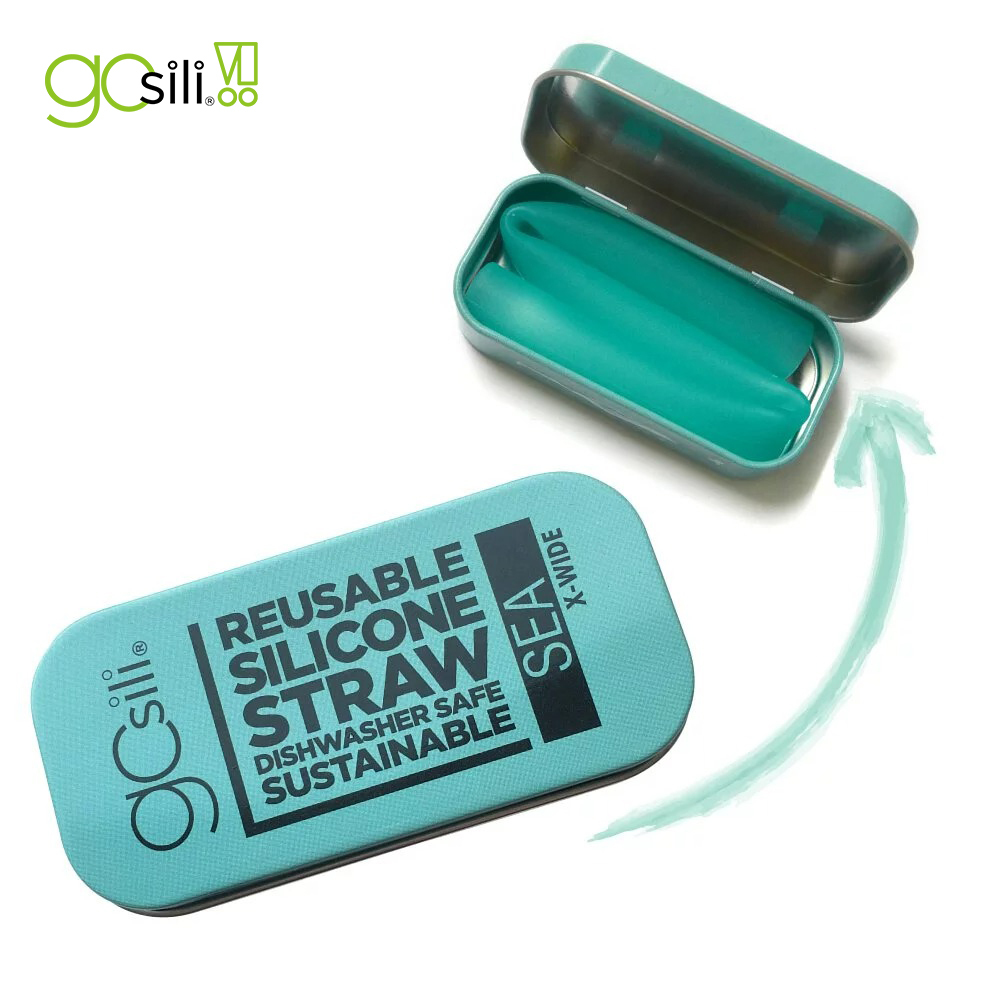 美國GoSili/Silikids ❚ 珍奶款 ❚ 單支吸管隨行口袋組--SEA草地綠