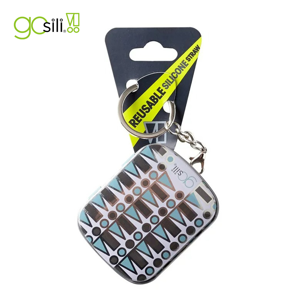 美國GoSili/Silikids ❚ 鑰匙圈/20cm ❚ 單支吸管隨行口袋組--晶亮綠