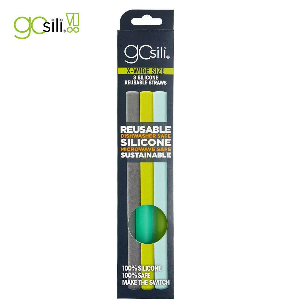 美國GoSili/Silikids ❚ 珍奶款 ❚3入矽膠環保吸管組(自然系)