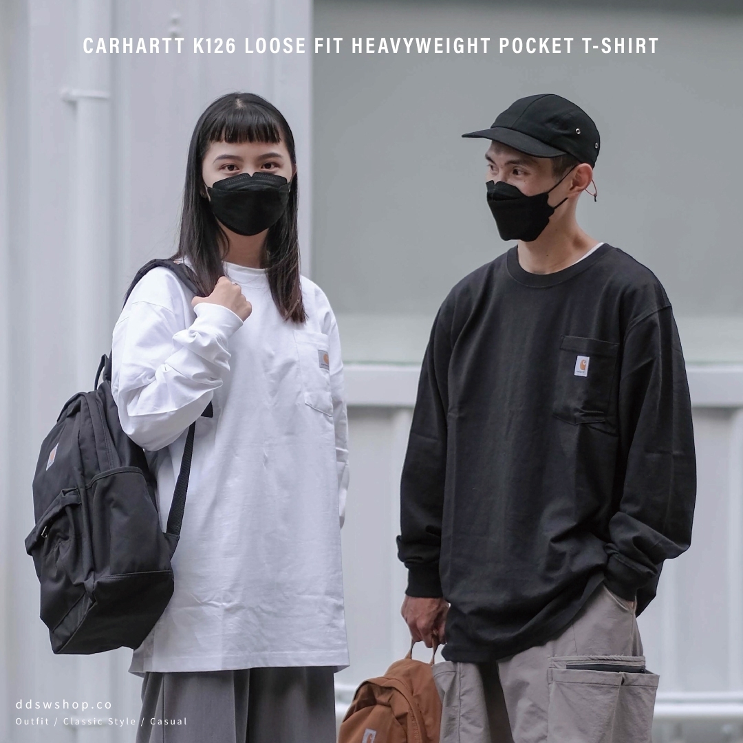 Carhartt K126 Pocket Logo 薄長袖 口袋 寬鬆 重磅 長袖 白色 黑色