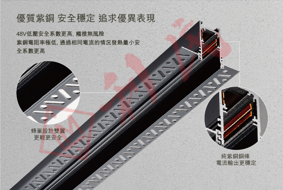 Philips (砂黑) - 48V 磁吸暗裝路軌 (1米/2米)