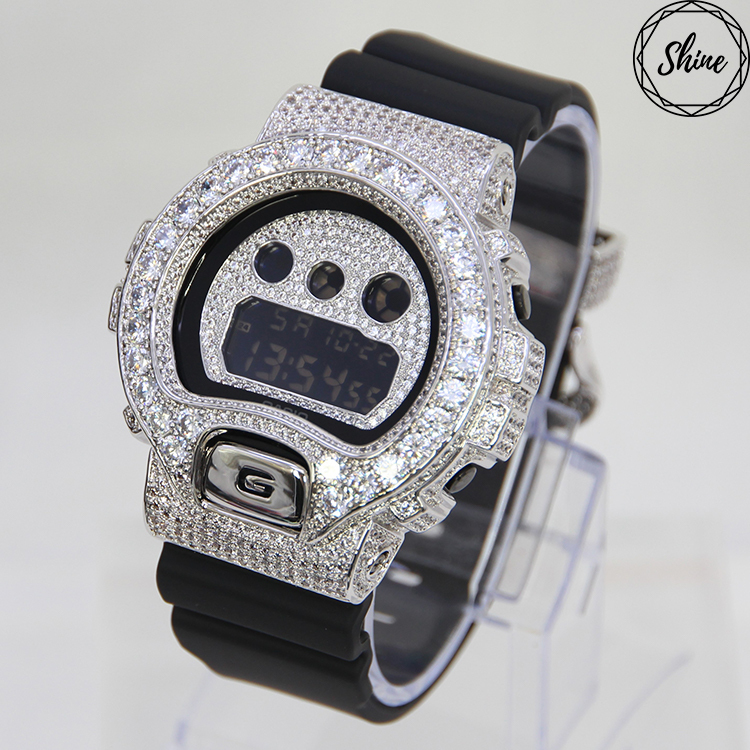 DW-6900BB-1 銀色簡約設計閃石殼配鑽扣環