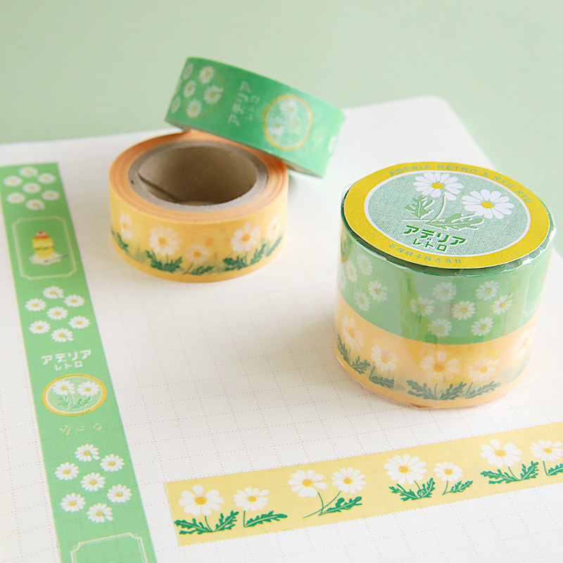 Aderia Retro x Ryu-Ryu 15mm Washi Tape Set－Wild Flower (Japanese Stationery Brand)