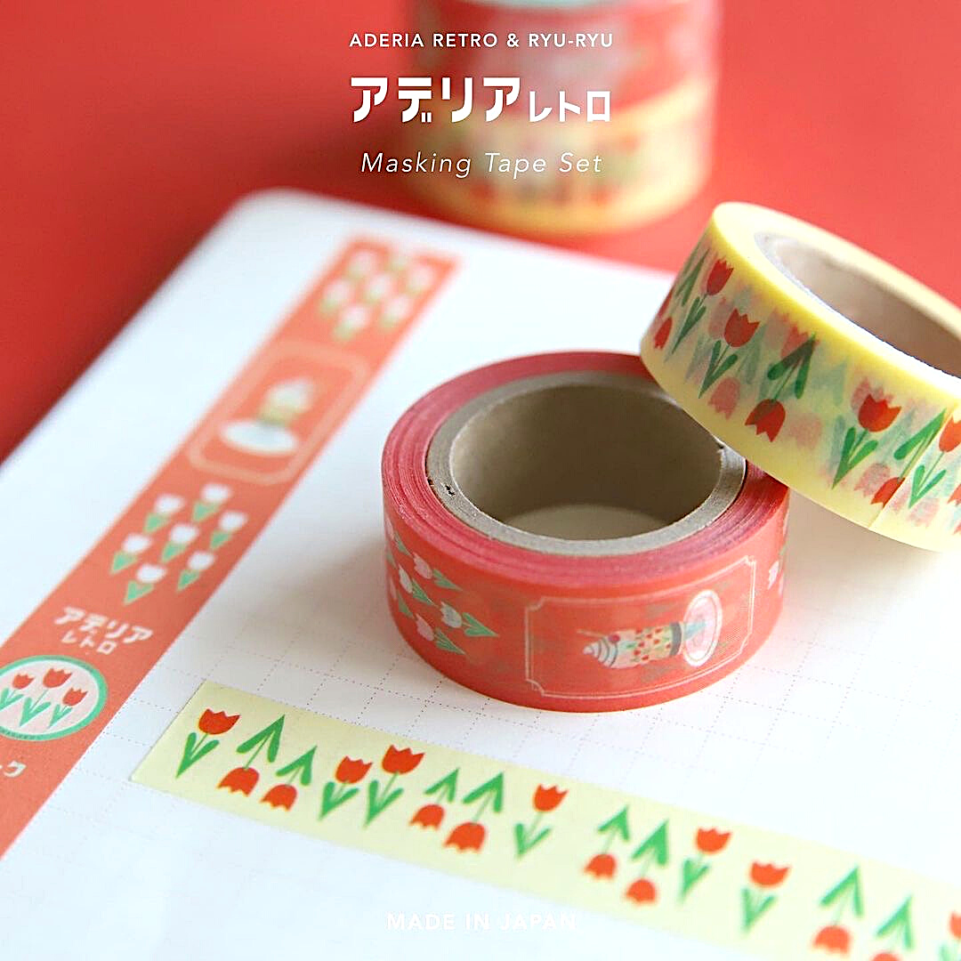 Aderia Retro x Ryu-Ryu 15mm Washi Tape Set－Kolek (Japanese Stationery Brand)