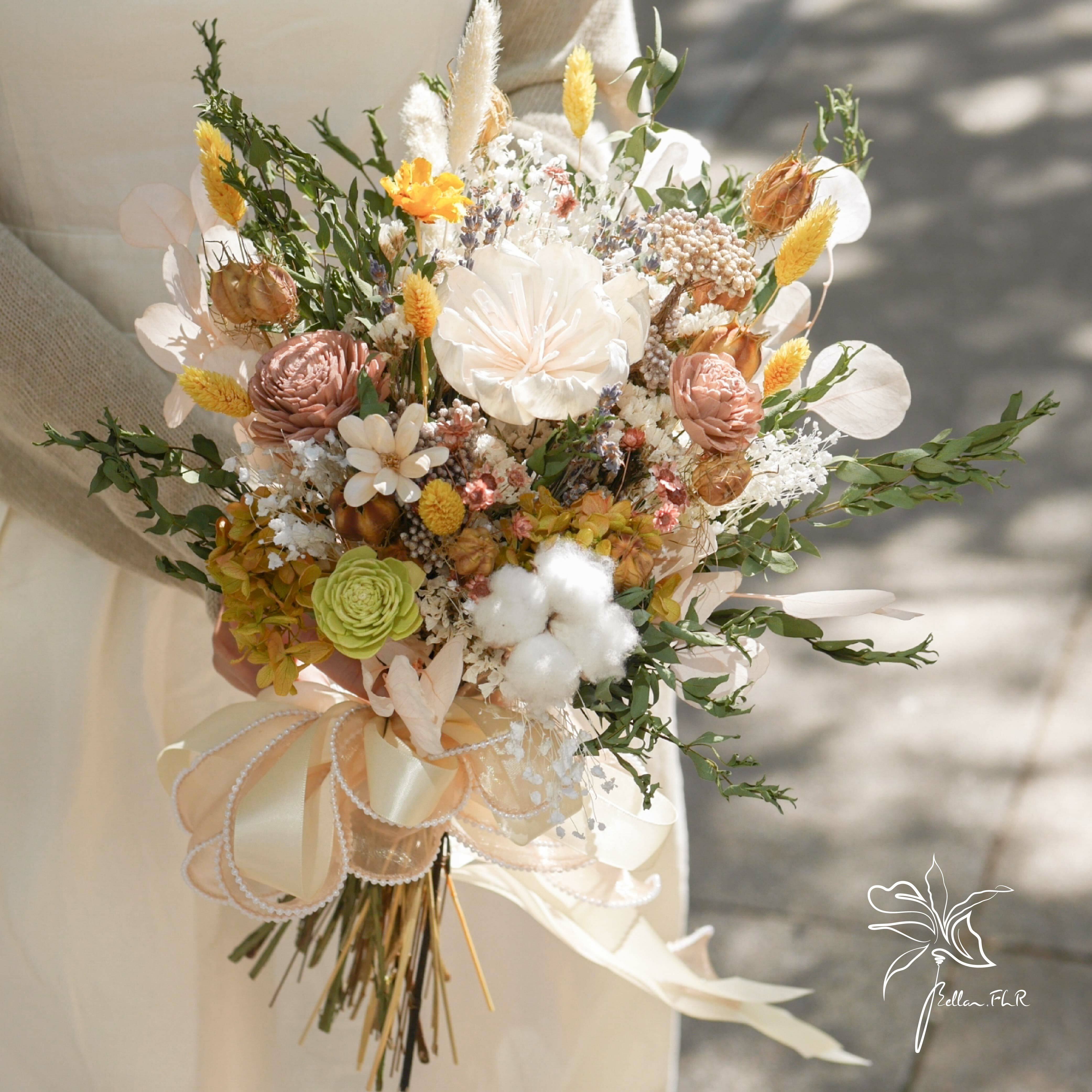 【微風中的祝福】全乾燥大型捧花