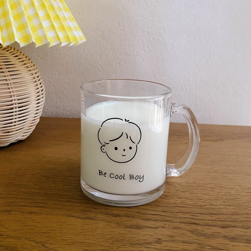 《1240》可愛男女玻璃把手杯320ml(斷貨)