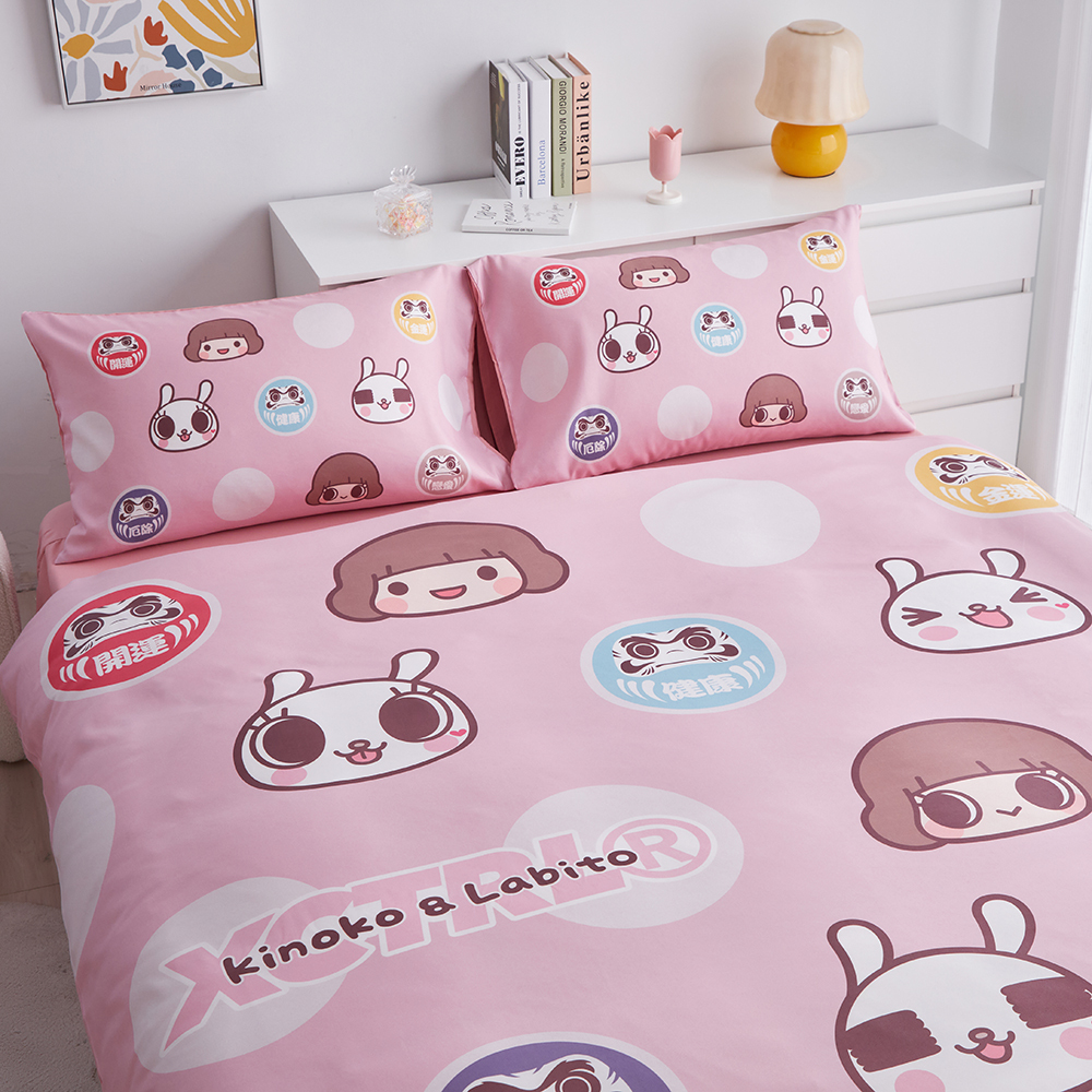 香菇妹五色達摩四件套床包組-雙人