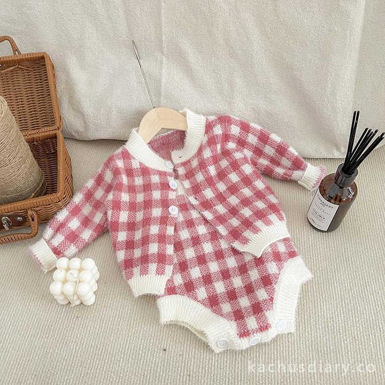 Baby pink plaid set
