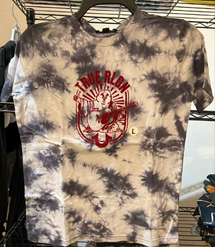 [S] TRUE RELIGION LULLABY TIEDYE BUDDHA LOGO TEE,ONYX/WHITE, 300064-ONYX/WHITE, FINAL SALE (STR71)