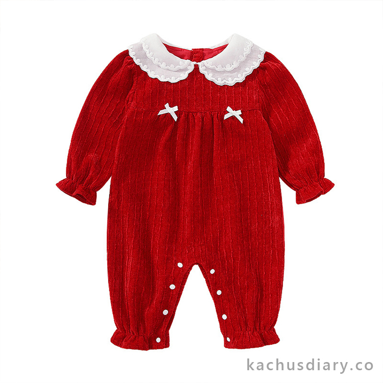 Red corduroy romper