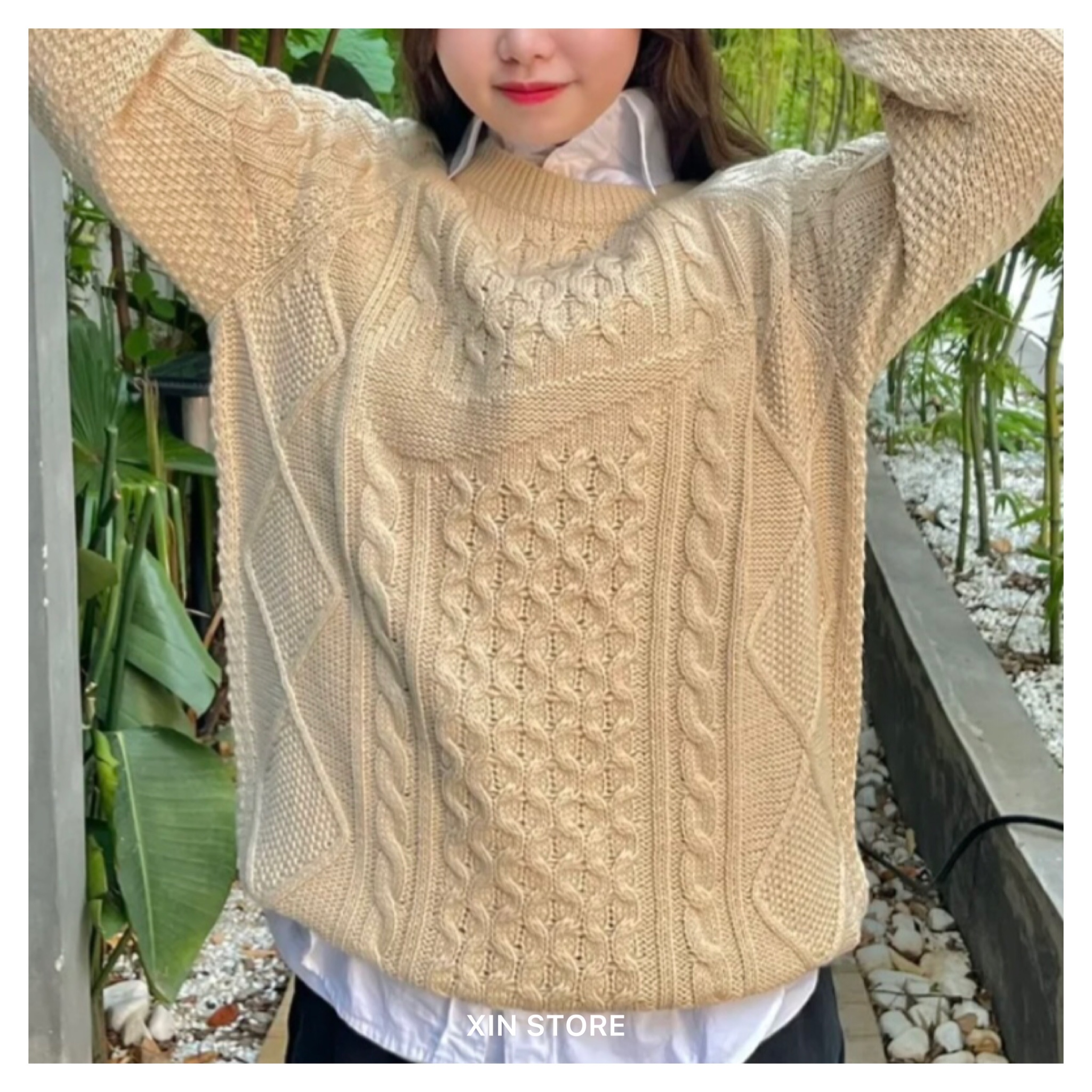 Nike NL Cable Knit Sweater LS 針織毛衣大勾奶茶