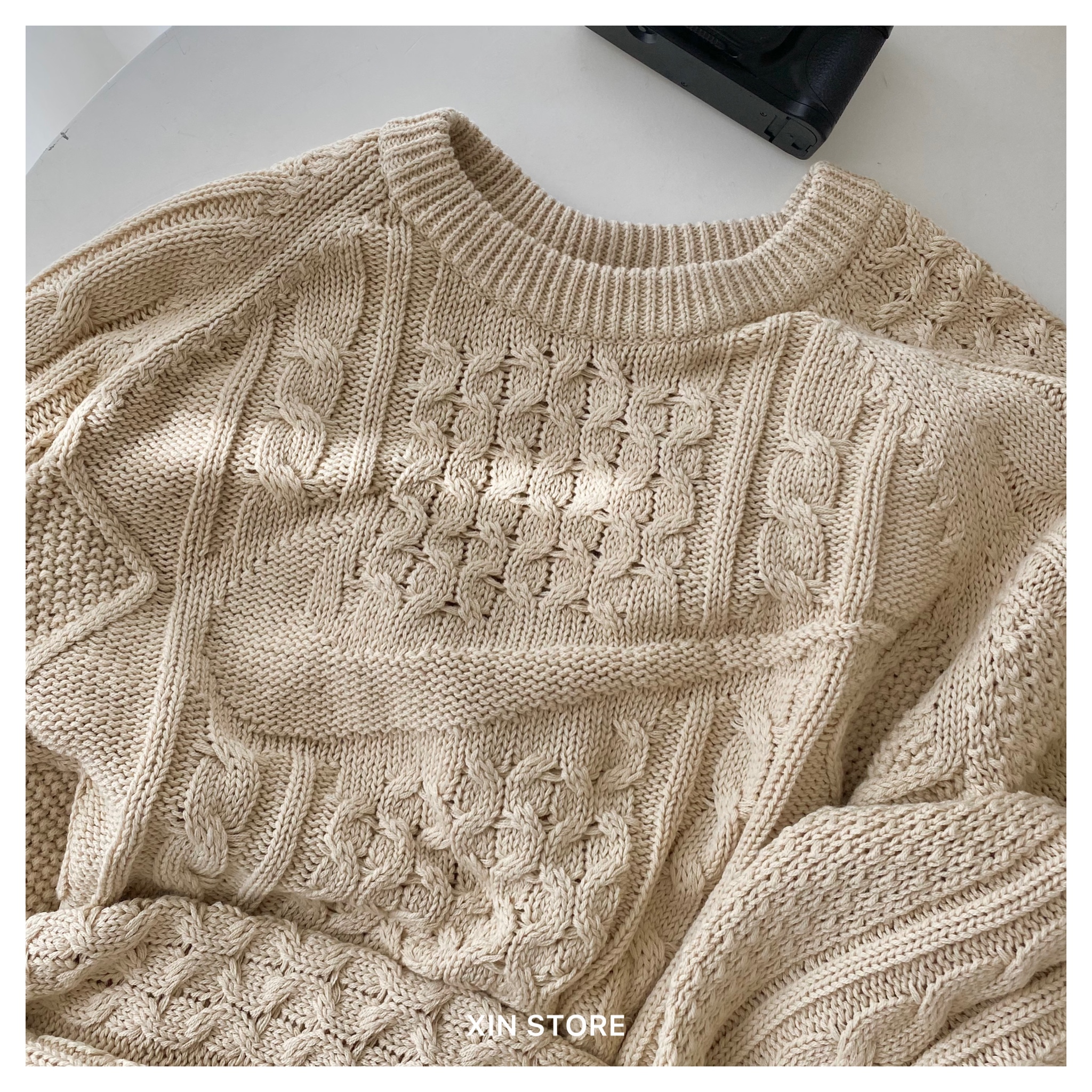 Nike NL Cable Knit Sweater LS 針織毛衣大勾奶茶