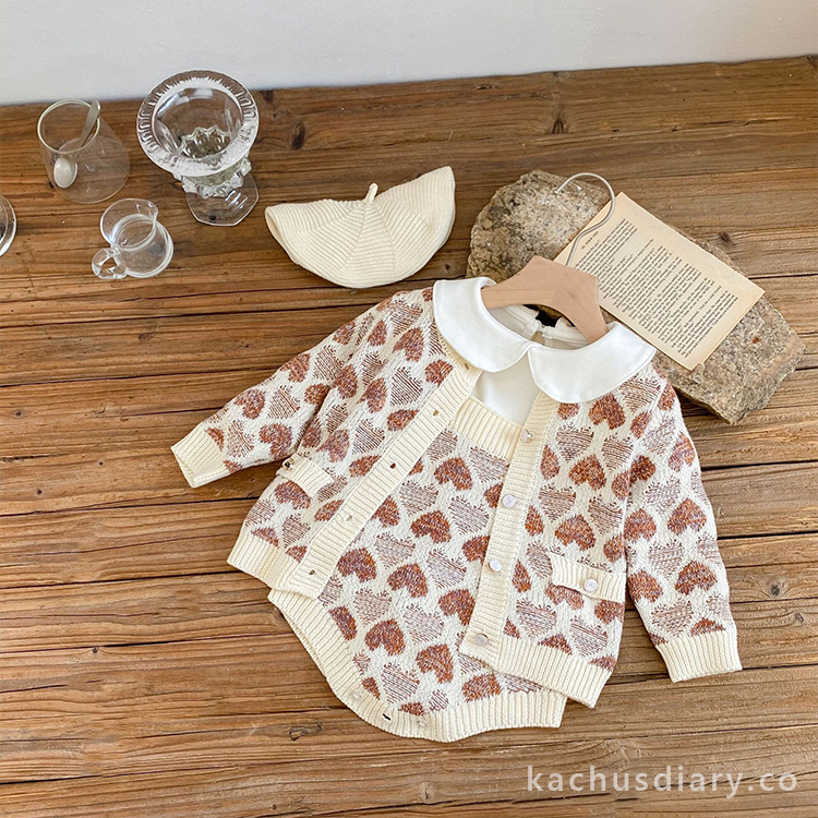 Baby heart sweater set