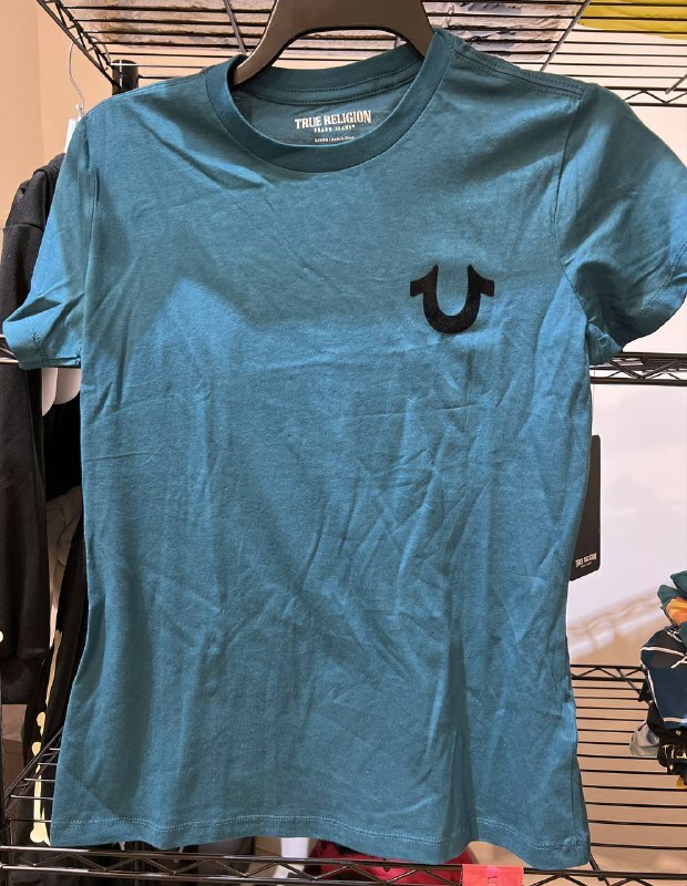 [S] TRUE RELIGION STAMP SLIM CREW NECK TEE,BLUE CORAL, 204225-BLUE CORAL, FINAL SALE (STR73)