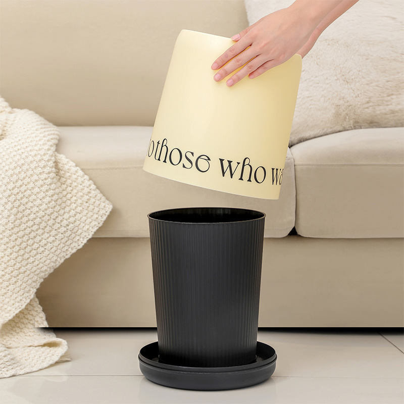 《1244》INS風奶白色字母垃圾桶