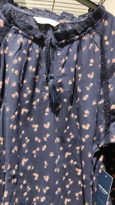 [S] LUCKY BRAND LUCKY BRAND LADIES TOP WITH SMALL FLOWER PETAL DESIGN ALL OVER, NAVY, 7W66166-NAM400 (SLB18)