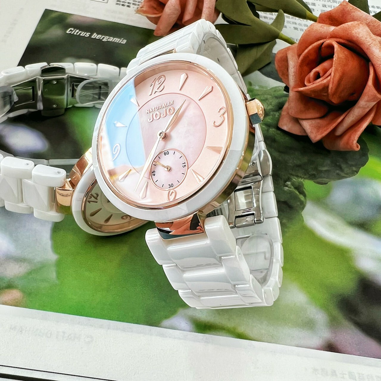 【NATURALLY JOJO】青春洋溢時尚陶瓷腕錶 JO96986-10R (粉) / JO96986-81R (白) 38mm 現代鐘錶