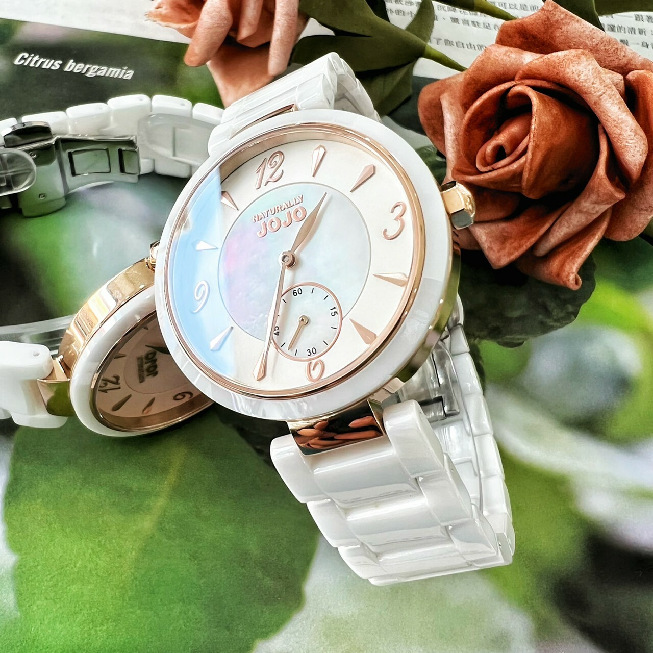 【NATURALLY JOJO】 青春洋溢時尚陶瓷腕錶 JO96986-81R (白) / JO96986-10R(粉) 38mm 現代鐘錶