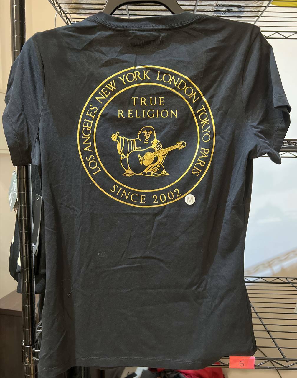 [S] TRUE RELIGION BUDDHA STAMP SLIM VNECK,COAL, 204495-COAL, FINAL SALE (STR77)