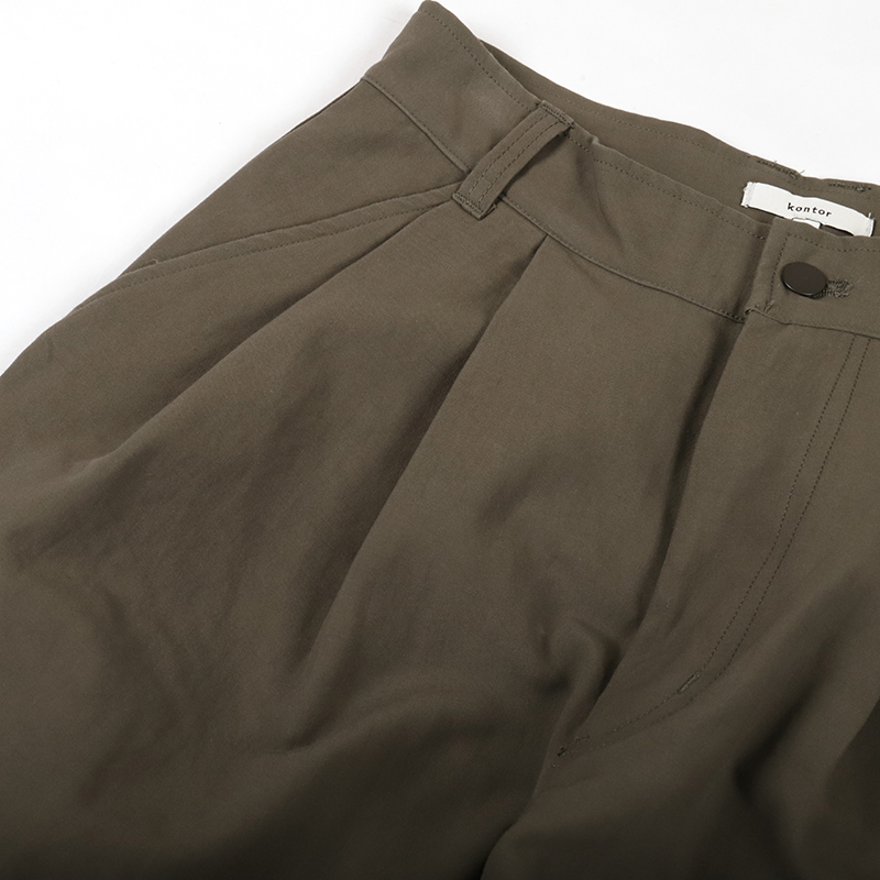 Kontor Brushed Cotton Wide Pants Khaki Green