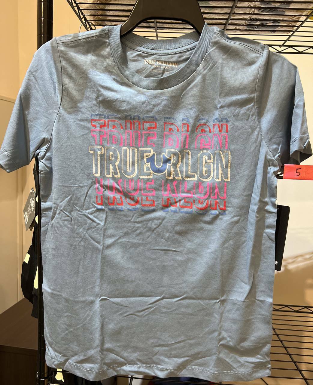 [S] TRUE RELIGION TR STACKED LOGO CREW NECK TEE,SOFT BLUE, 400089-SOFT BLUE, FINAL SALE (STR83)