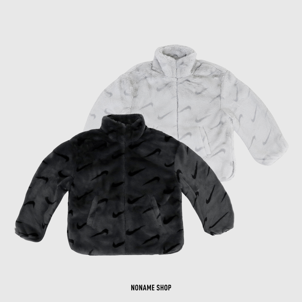 NIKE NSW 滿版 小勾 皮草 外套 兩色 (女款)