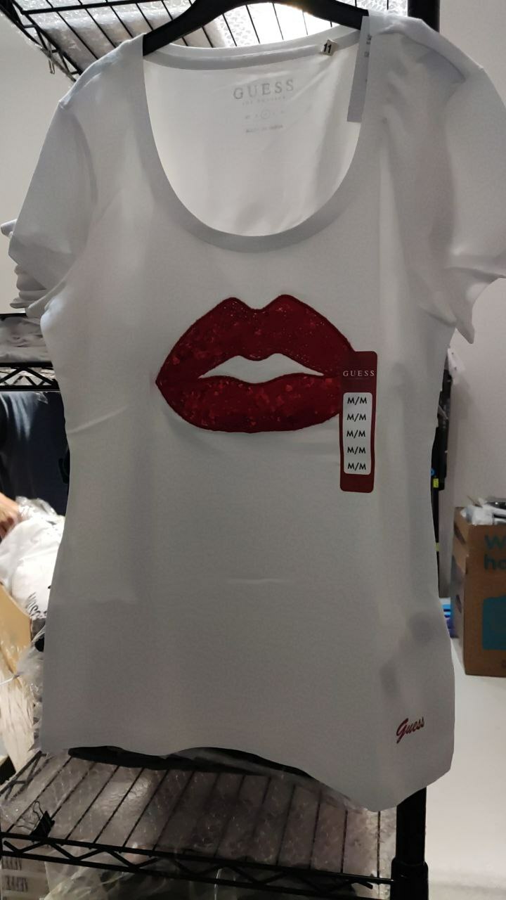[S] GUESS REXA LIP TEE,PURE WHITE, QBO114K9TJC-PURE WHITE [FINAL SALE] (SGU166)