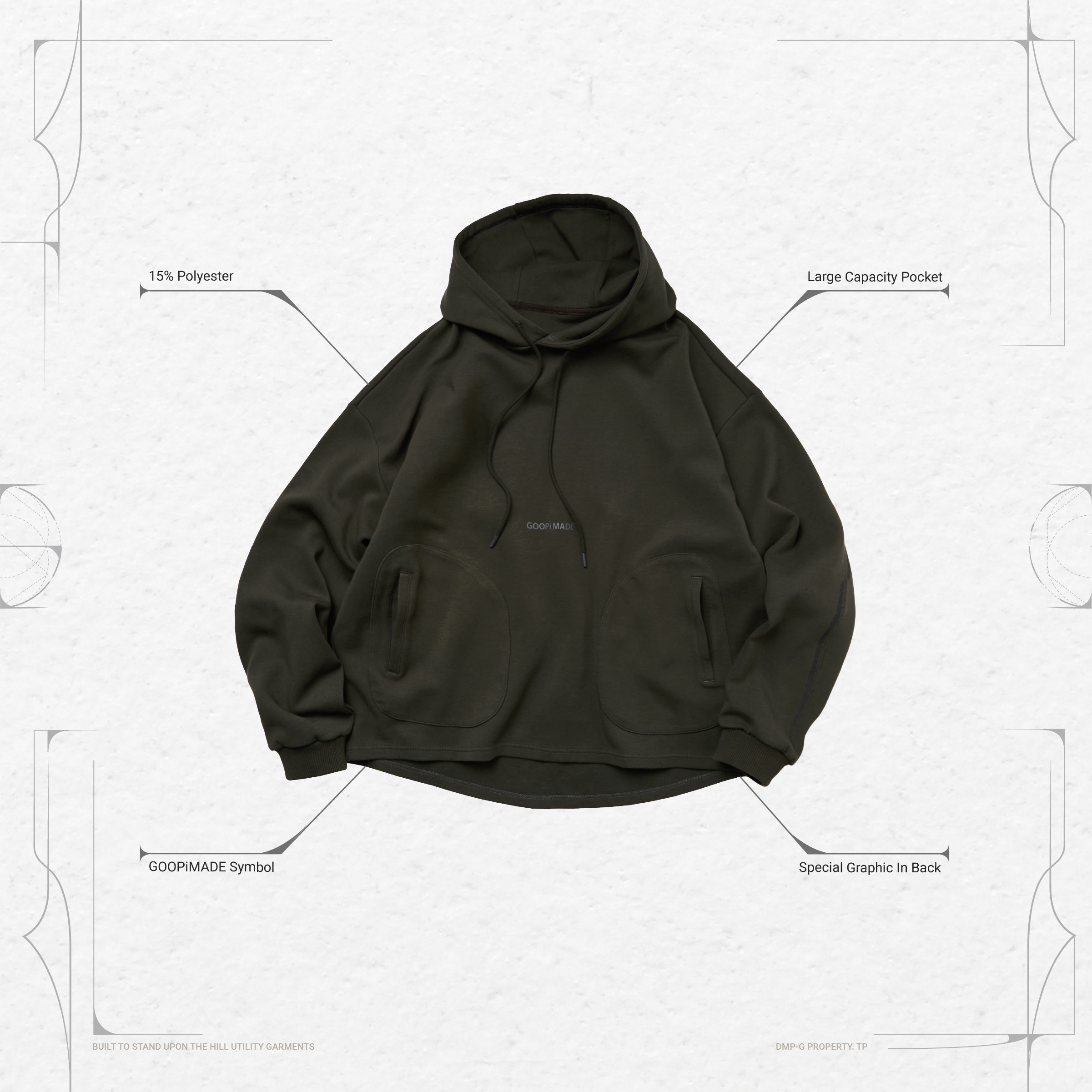 VI-X01H - “6th” Logo Hoodie - D-Buschgrün