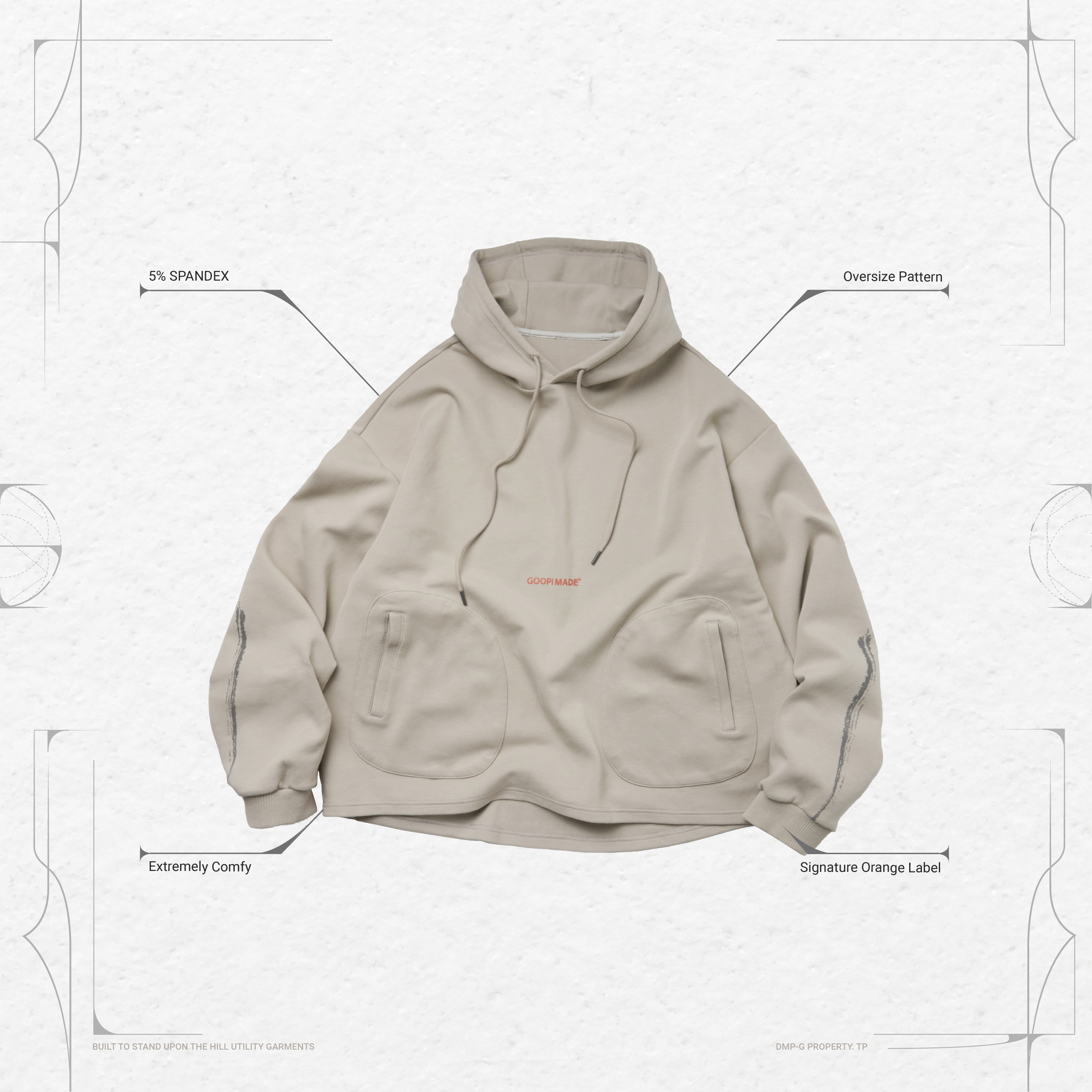 VI-X01H - “6th” Logo Hoodie - Taupe