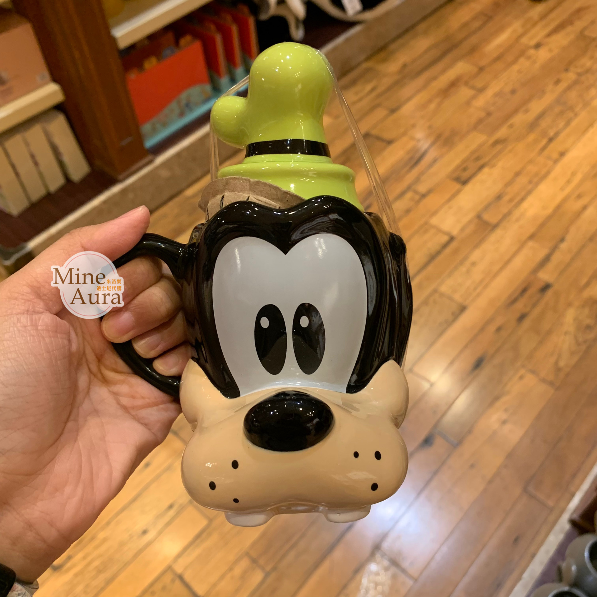 高飛狗 Goofy 大頭造型 附蓋 馬克杯 水杯 -香港迪士尼樂園