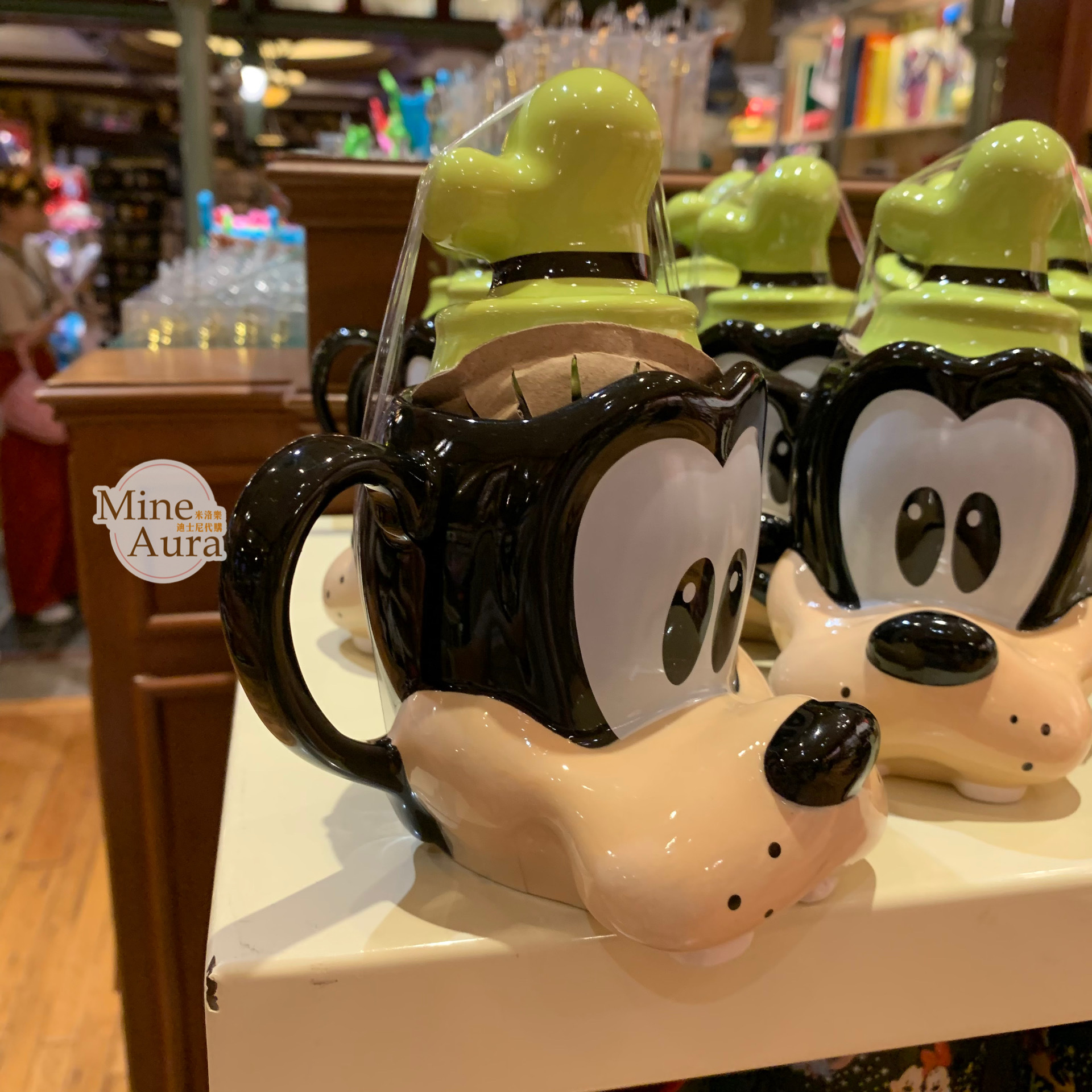 高飛狗 Goofy 大頭造型 附蓋 馬克杯 水杯 -香港迪士尼樂園