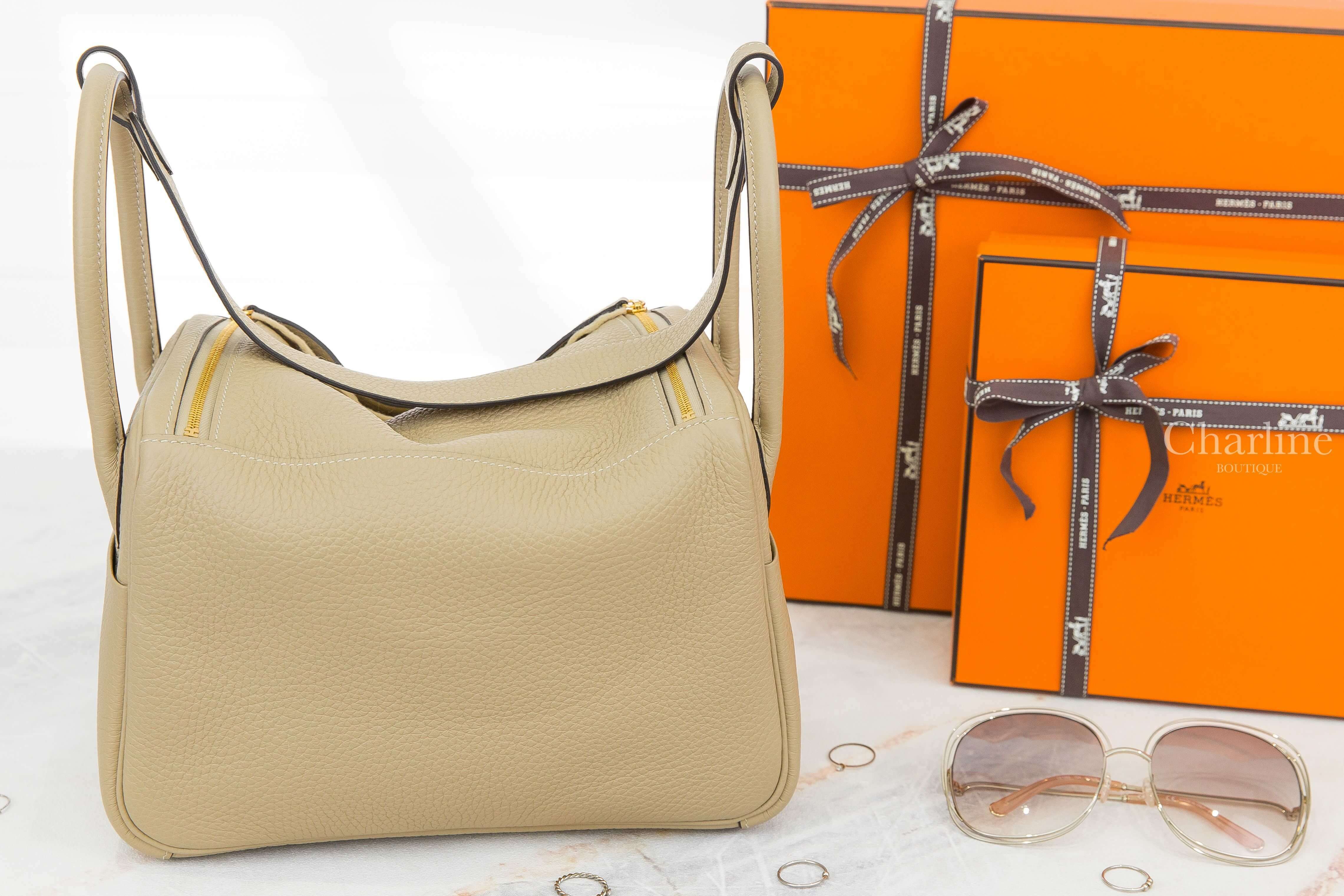 Hermès Lindy 26cm S2 Trench / 18 Etoupe Taurillon Clemence U刻風衣灰拼大象灰內裡金釦-Charline Boutique 精品代購