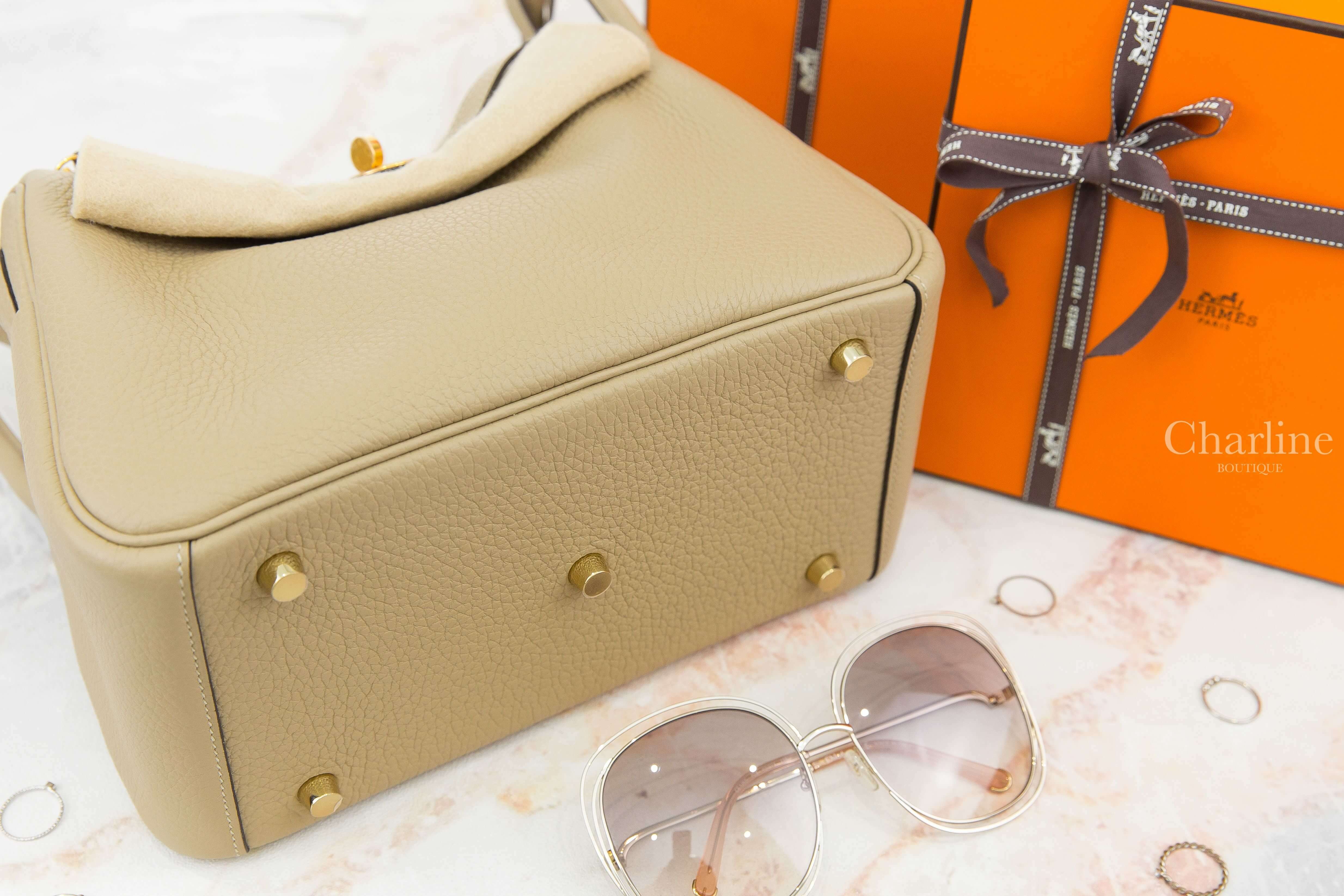 Hermès Lindy 26cm S2 Trench / 18 Etoupe Taurillon Clemence U刻風衣灰拼大象灰內裡金釦-Charline Boutique 精品代購
