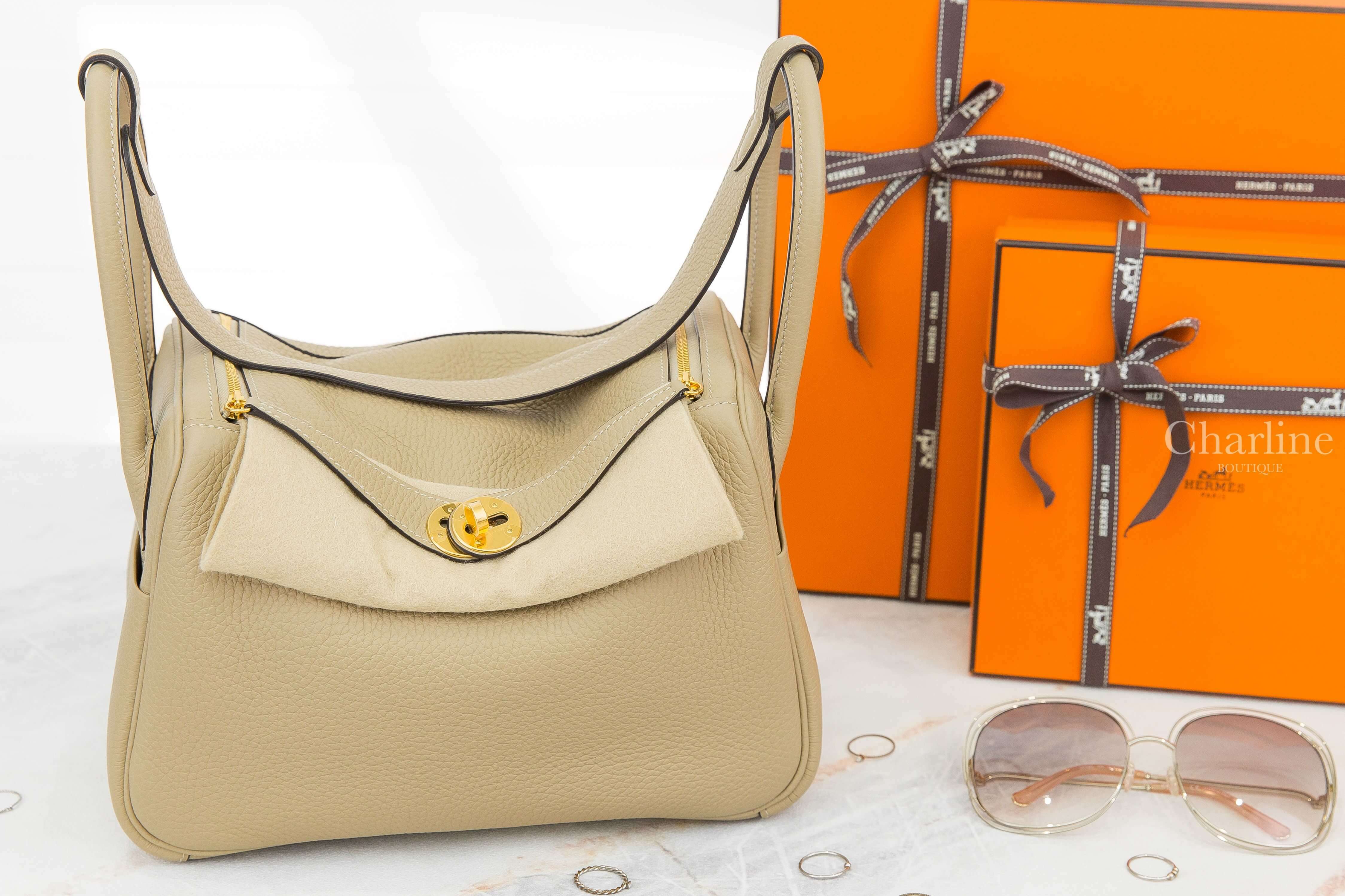 Hermès Lindy 26cm S2 Trench / 18 Etoupe Taurillon Clemence 風衣灰拼大象灰內裡金釦