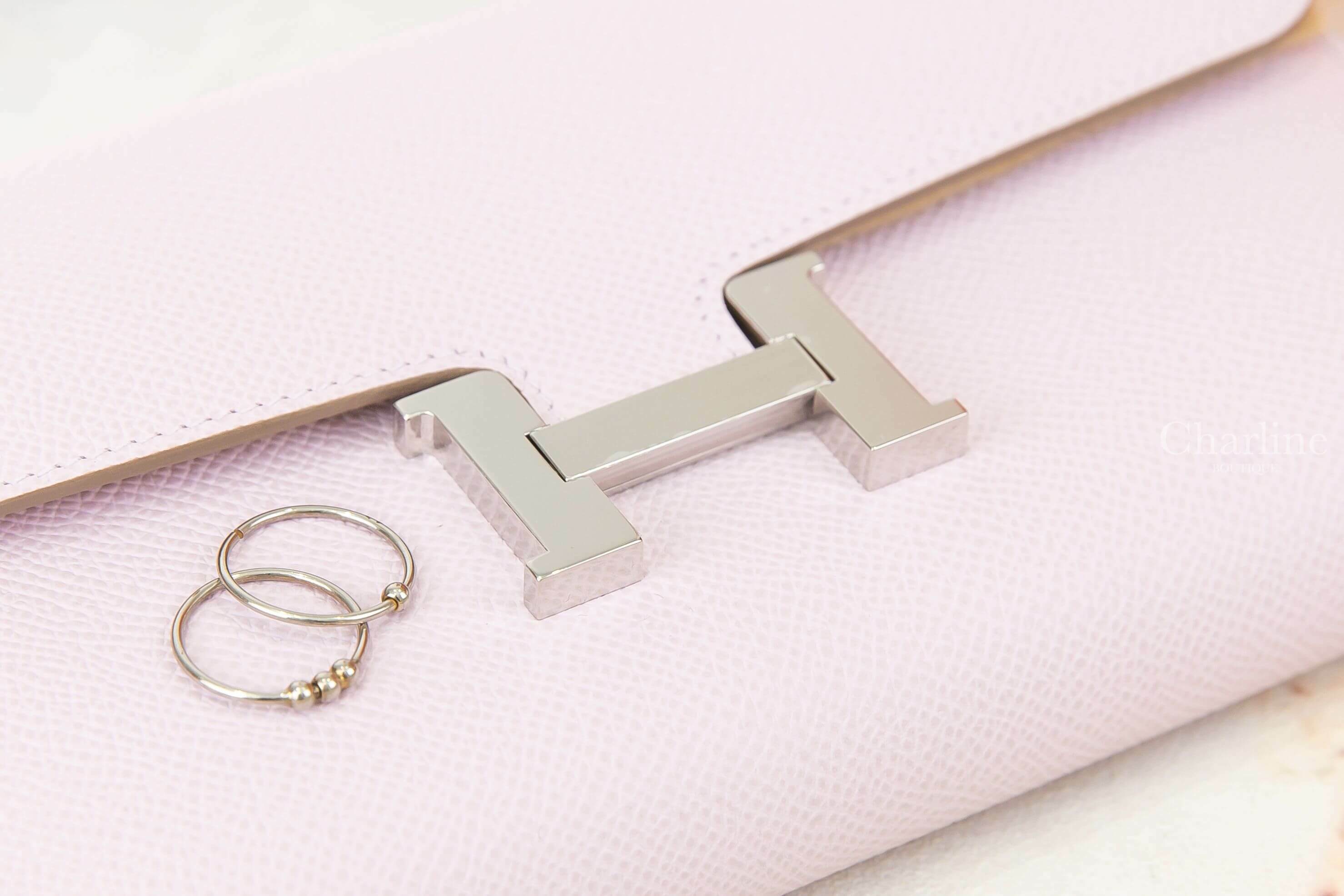 Hermès Constance Long To Go Wallet 09 Mauve Pale Epsom 淡紫色銀釦肩背包