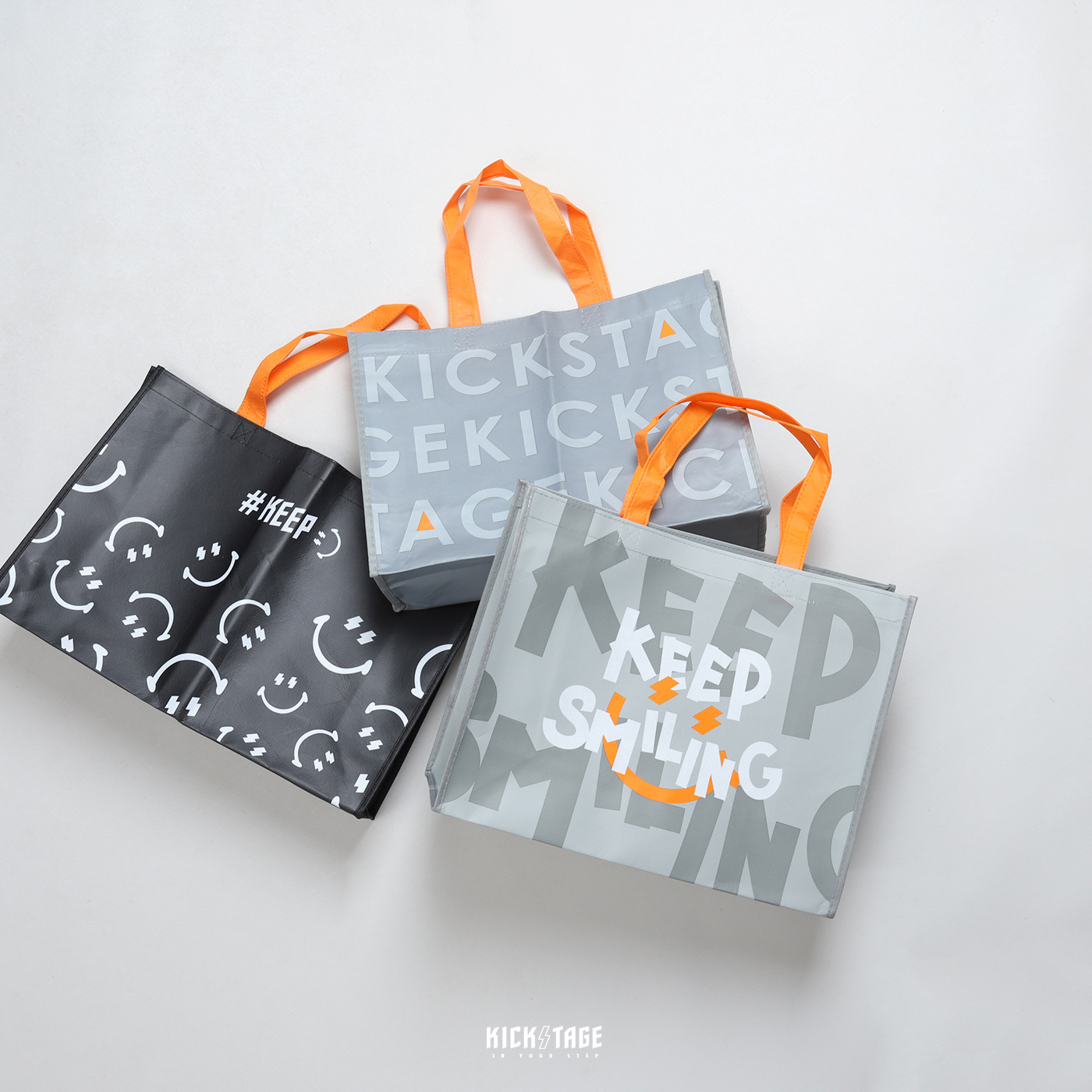 #KEEP Shopping Bag 黑色 灰色 閃電微笑 購物袋 環保袋 收納袋 手提 肩背 托特包 球鞋【KS42】【KS107】【KS143】