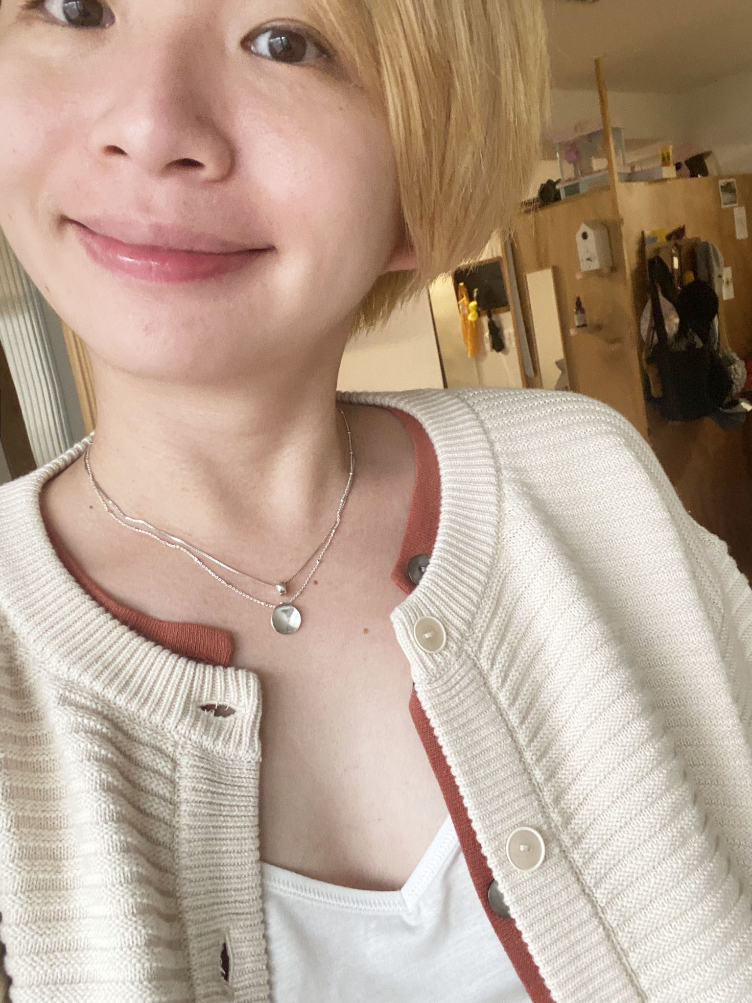 陪你散步泡芙袖針織外套-米藤