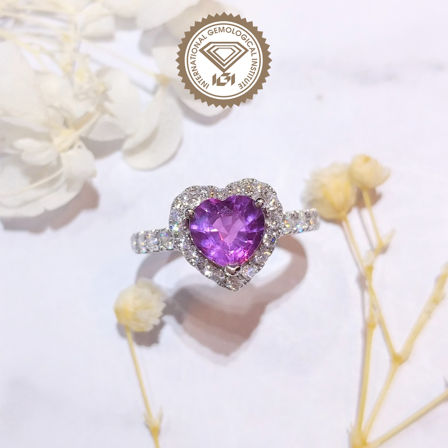 18K White Gold 1.56ct Sapphire and Diamond Ring