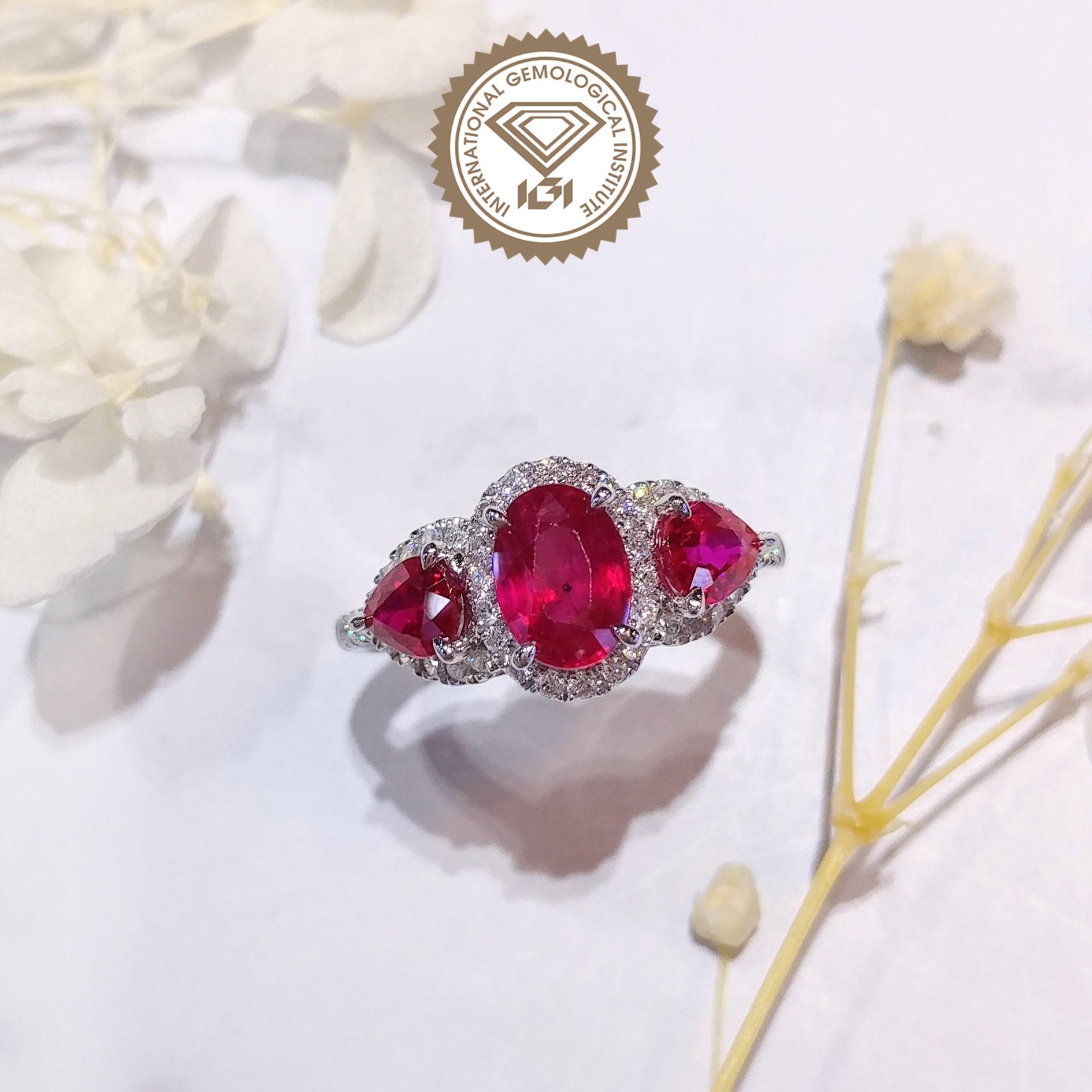 18K White Gold 2.22ct Ruby and Diamond Ring