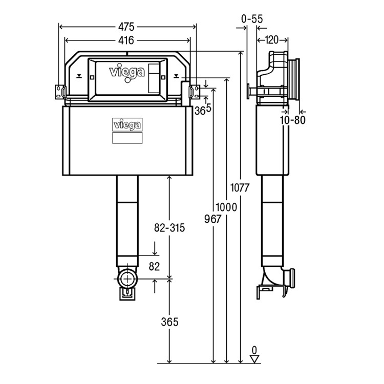 Viega 8502 (771904)  Concealed cistern 827 or 1077H mm